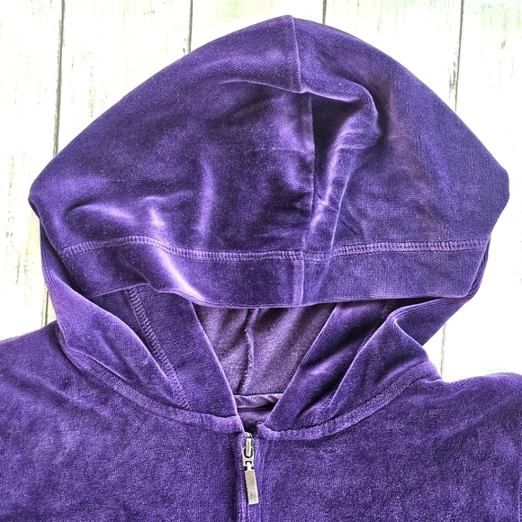 Made for Life Velour Velvet Purple Zip up Hoodie Jacket Super Soft & Cozy - Picture 3 of 5